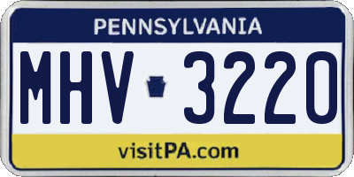 PA license plate MHV3220