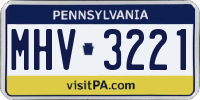 PA license plate MHV3221