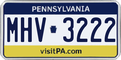 PA license plate MHV3222