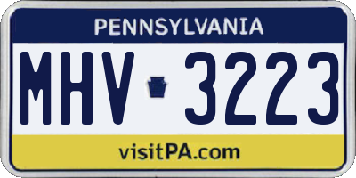 PA license plate MHV3223