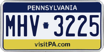 PA license plate MHV3225