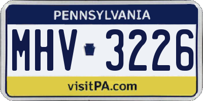 PA license plate MHV3226