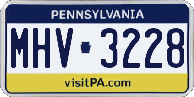 PA license plate MHV3228