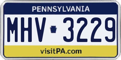 PA license plate MHV3229