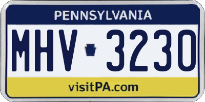 PA license plate MHV3230