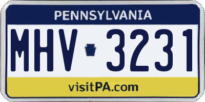 PA license plate MHV3231