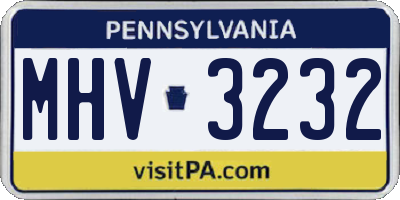 PA license plate MHV3232