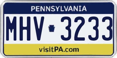 PA license plate MHV3233