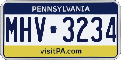 PA license plate MHV3234
