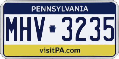PA license plate MHV3235