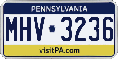 PA license plate MHV3236