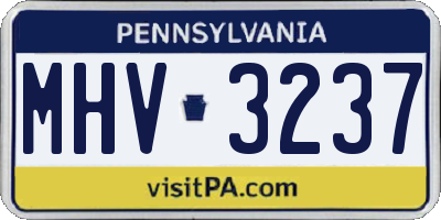 PA license plate MHV3237