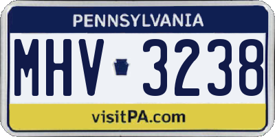 PA license plate MHV3238