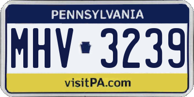 PA license plate MHV3239