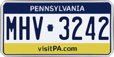 PA license plate MHV3242