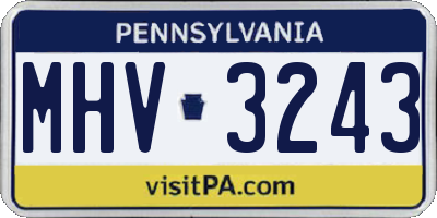 PA license plate MHV3243