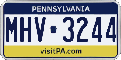 PA license plate MHV3244