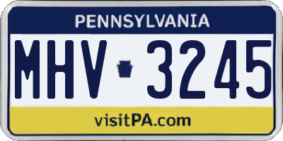 PA license plate MHV3245