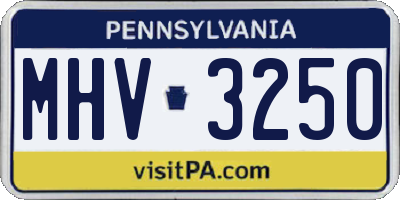 PA license plate MHV3250