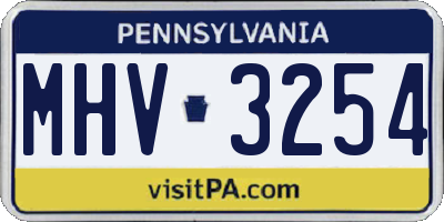PA license plate MHV3254