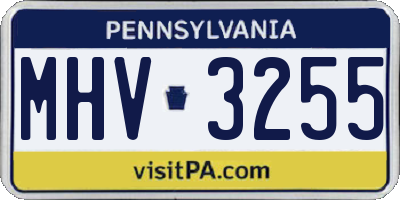 PA license plate MHV3255