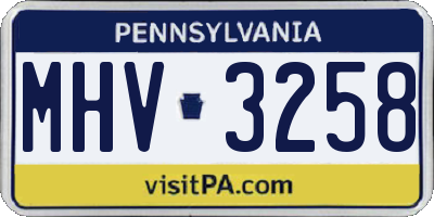 PA license plate MHV3258