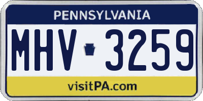 PA license plate MHV3259