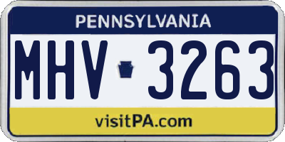 PA license plate MHV3263