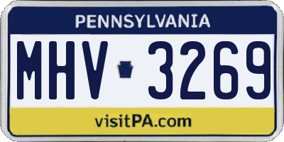 PA license plate MHV3269