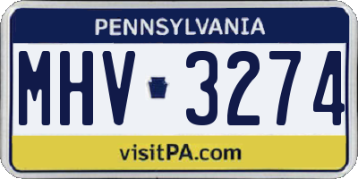 PA license plate MHV3274