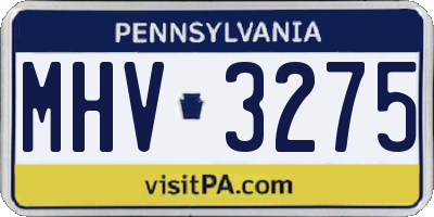 PA license plate MHV3275
