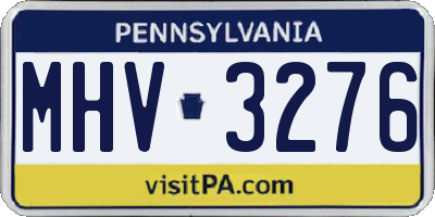 PA license plate MHV3276