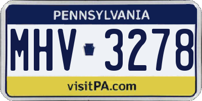 PA license plate MHV3278