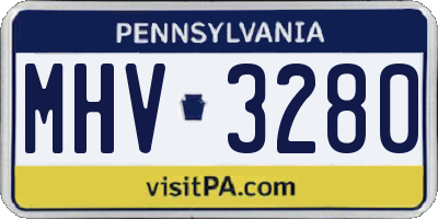 PA license plate MHV3280