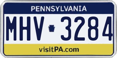 PA license plate MHV3284