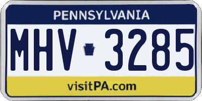 PA license plate MHV3285