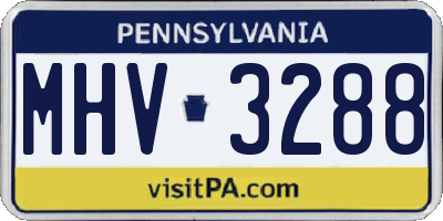 PA license plate MHV3288