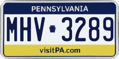 PA license plate MHV3289