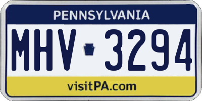 PA license plate MHV3294