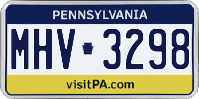PA license plate MHV3298