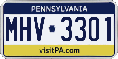 PA license plate MHV3301