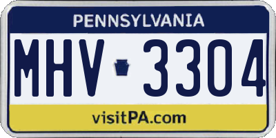 PA license plate MHV3304