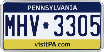 PA license plate MHV3305