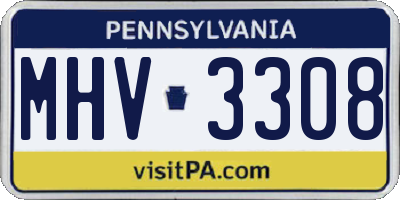 PA license plate MHV3308