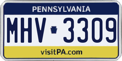 PA license plate MHV3309