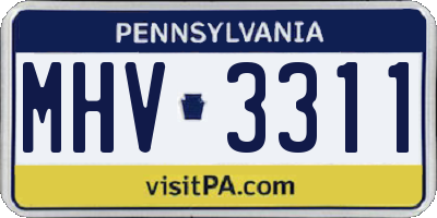 PA license plate MHV3311