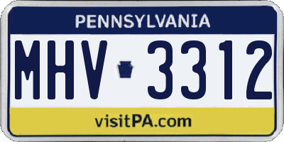 PA license plate MHV3312