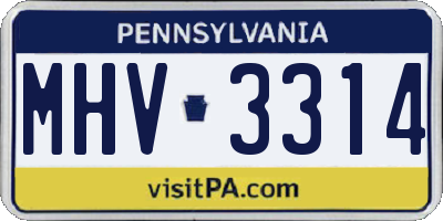 PA license plate MHV3314