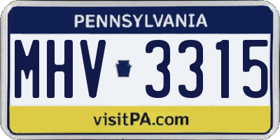 PA license plate MHV3315