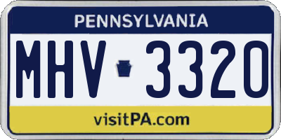 PA license plate MHV3320